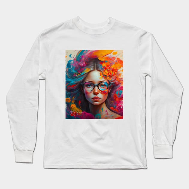 Colorful ophthalmologist valentines abstract ,brafdesign Long Sleeve T-Shirt by Brafdesign